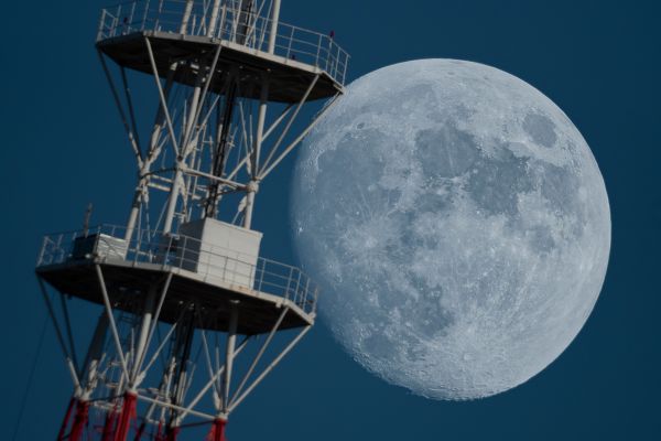 Moon and TV tower-Berezniki May 9 - Astrophotography