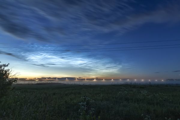 Noctilucent clouds in front of M-11 - Astrophotography