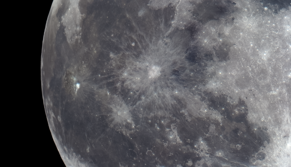 Rays radiating from the craters Copernicus and Kepler. Moon 09.02.2020. 99.8%. - Astrophotography