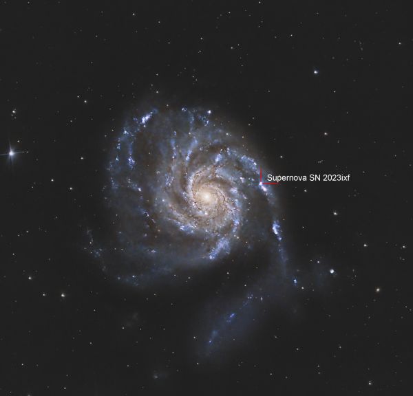 M101 Pinwheel Galaxy + Supernova SN 2023ixf - Astrophotography