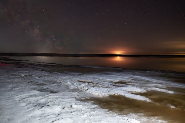 Landscape with the Milky Way. Shore of the Kama River, settlement Oryol - Astrophotography