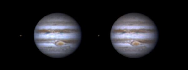 Jupiter and Io (10 nov 2014, 06:32/06:36), parallel 3D - Astrophotography