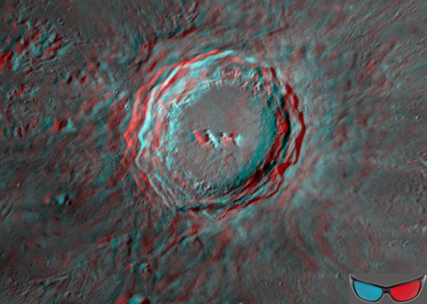 Copernicus crater, stereo (anaglyph) - Astrophotography