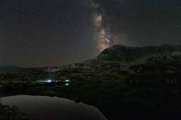 Milky Way over the camp at Azgar Lakes - Astrophotography