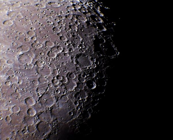 Southern Moon in color: Walter-Tycho-Maginus-Clavius. Phase = +63%. March 11, 2022 - Astrophotography