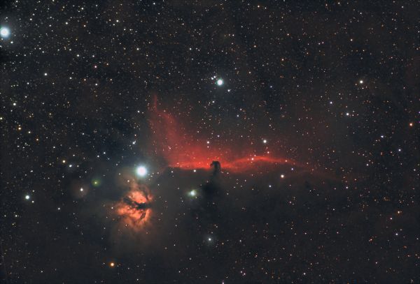 The Flame Nebula NGC 2024 and the Horsehead Nebula IC434 or Barnard 33 - Astrophotography