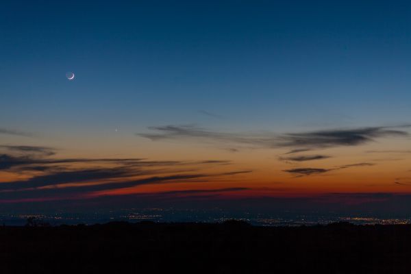 Young Moon with Venus over Simferopol - Astrophotography