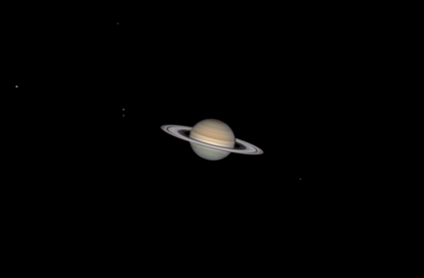 Saturn and the moons Rhea, Tethys, Dione, Iapetus, and Enceladus - Astrophotography