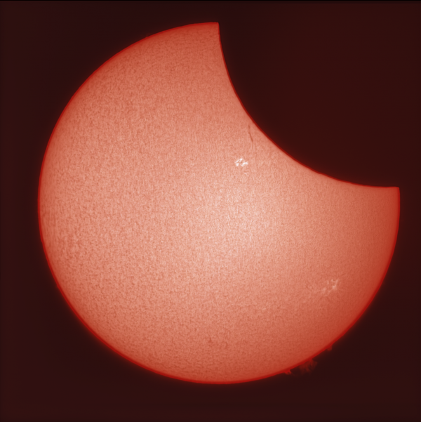 Partial solar eclipse in H-Alpha, June 10, 2021, 13:36 - Astrophotography