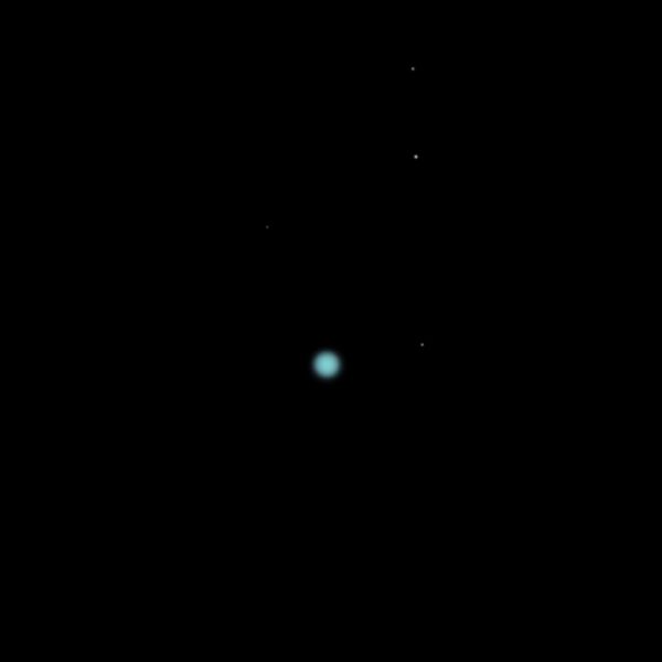 Uranus and moons (from top to bottom) Oberon, Titania, Umbriel, Ariel (17.08.2023 00:20 UTC) - Astrophotography