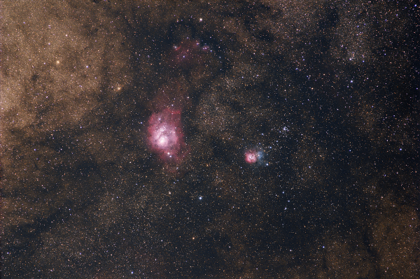 Laguna, the Trifid Nebula, and the star clouds of Sagittarius - Astrophotography