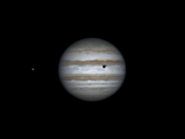 Io, Jupiter and shadow of Callisto (26 feb 2015, 21:16) - Astrophotography