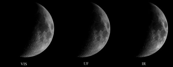 Attempt to photograph the Moon on 18.05.21 in visible, UV, and IR wavelengths. - Astrophotography