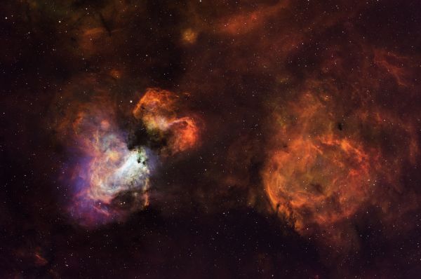 M17 Nebula (Omega) and surroundings (SHO) - Astrophotography