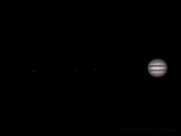 Ganymede, Europa, Io, Callisto and Jupiter, 23 january 2015, 22:19 - Astrophotography