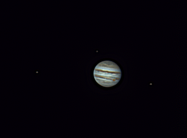 Jupiter with the GRS and its moons: Europa, Callisto, and Io. 09/01/2023 - Astrophotography