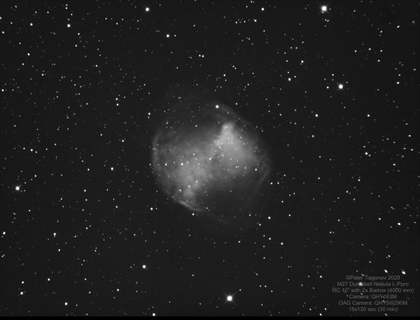 M27 Dumbbell Nebula, RC 10" (4000 mm) Test - Astrophotography