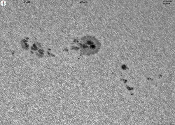 Sunspot groups No. 3403 and No. 3409 on August 17, 2023 - Astrophotography