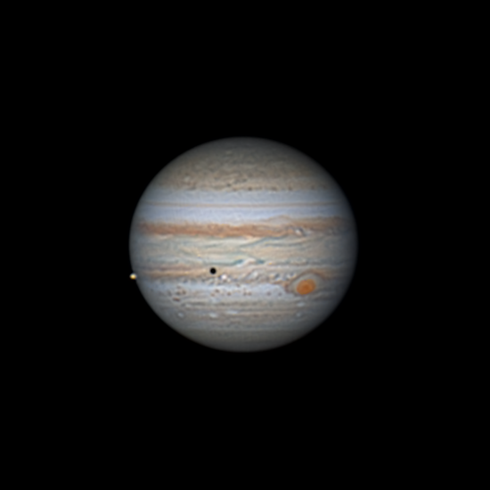 Io and its shadow on Jupiter, August 18, 2022 (1:49) - Astrophotography