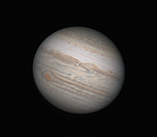 Rotation of Jupiter on August 27, 2022 from 02:12 to 02:47 Moscow Time - Astrophotography