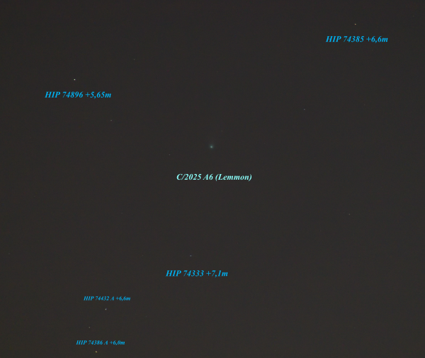 C/2025 A6 (Lemmon), +3.7m. Moscow 24.10.25, 18:40 - Astrophotography