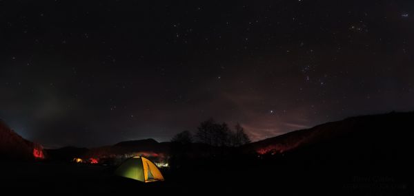 A starry evening on the banks of the Shakhe River near the village of Solokhaul. - Astrophotography