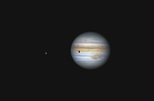 Ganymede and its shadow on the surface of Jupiter. Altitude 17 degrees. 18.07.2021 - Astrophotography