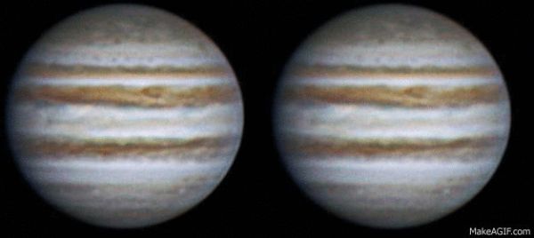 Rotation of Jupiter, 5 feb 2013, 21:38-21:55 (3D parallel) - Astrophotography