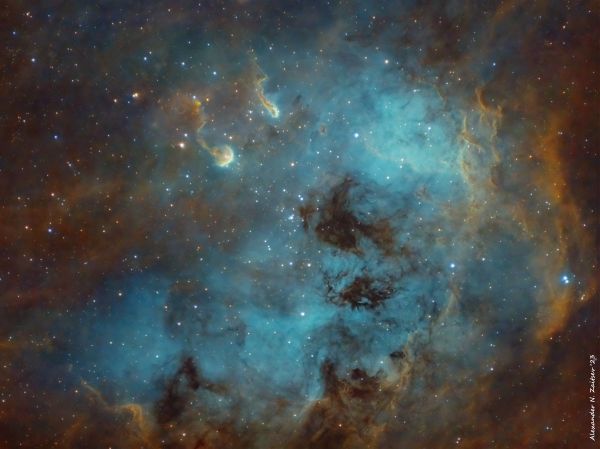 NGC 1893 - an open star cluster within the emission nebula IC 410 (in SHO palette) - Astrophotography