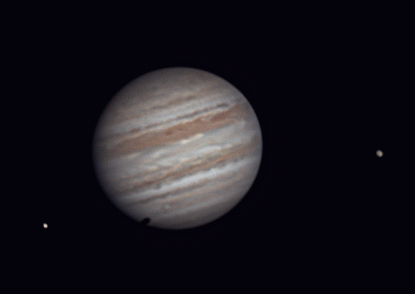 Jupiter with Europa and Ganymede (animation) - Astrophotography