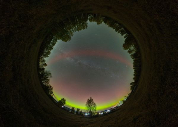 360-degree panorama of the northern lights and the SAR arc. - Astrophotography