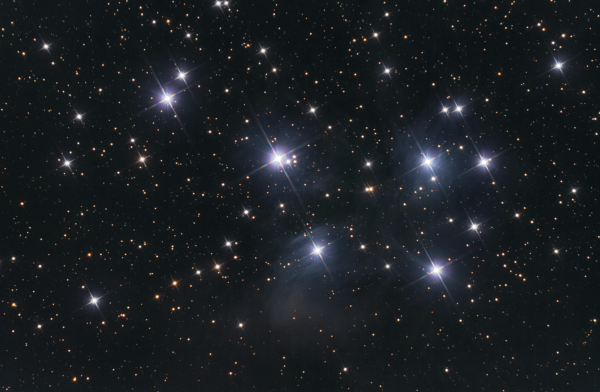 The Pleiades (M 45) is an open star cluster and an asterism in the constellation Taurus. - Astrophotography
