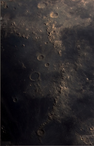 The Moon in color. The lunar Apennines and Caucasus. The Sea of Rains. - Astrophotography
