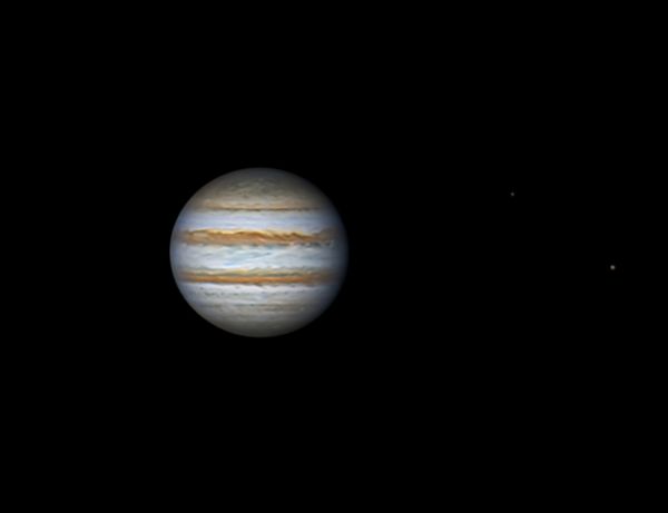 Jupiter and moons Europa, Io (16.08.2023 01:15 UTC) - Astrophotography