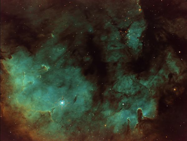 Sh2 171 (part) in SII+Ha+OIII (New Version) - Astrophotography