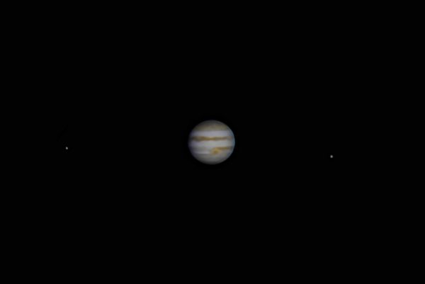 Jupiter with moons Io and Ganymede - Astrophotography