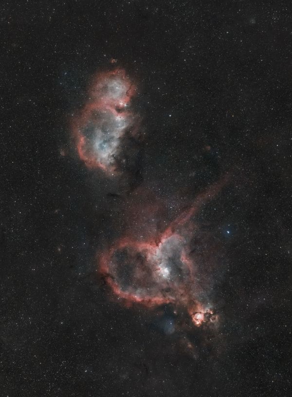 The Soul and Heart Nebulae - IC 1805 and IC 1848 in the constellation Cassiopeia - Astrophotography