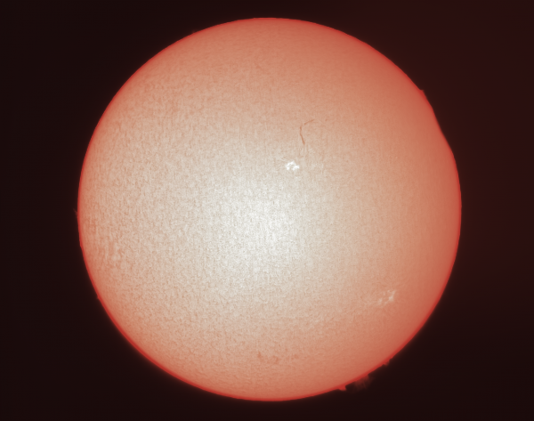 The Moon touches the Sun at 12:58 during the partial solar eclipse in H-Alpha on 10.06.2021. - Astrophotography
