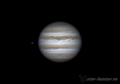 Jupiter and Ganymede, 22 january 2015, 23:50 - Astrophotography