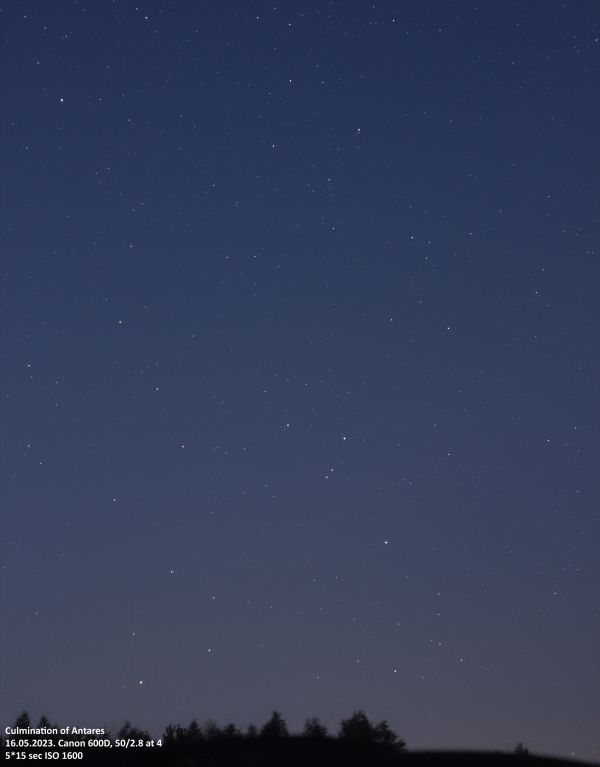 Antares and Scorpio in the dawn sky - Astrophotography
