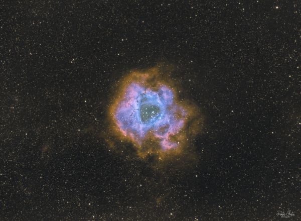 NGC 2237 Rosette nebula SHO faked from dual narrowband filter - Astrophotography