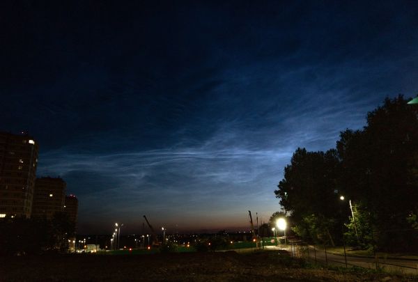 Noctilucent clouds over Tula. Panorama - Astrophotography