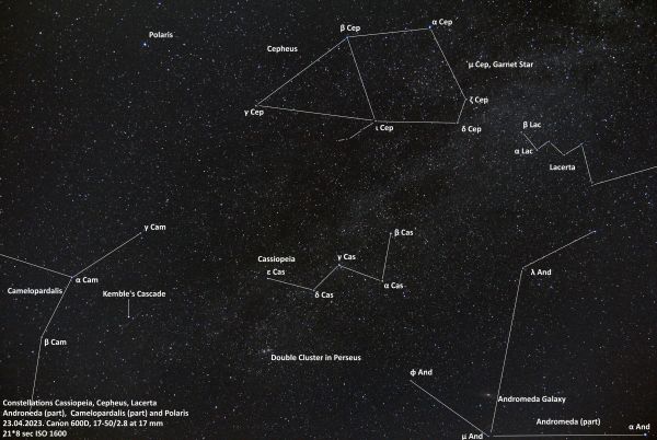 Cassiopeia, Cepheus and surroundings - annotated - Astrophotography