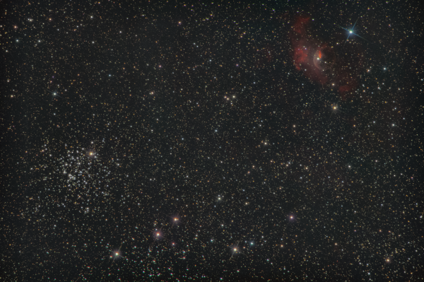 New star in Cassiopeia: N Cas 2021 & M52 & NGC 7635 - the Bubble Nebula. - Astrophotography