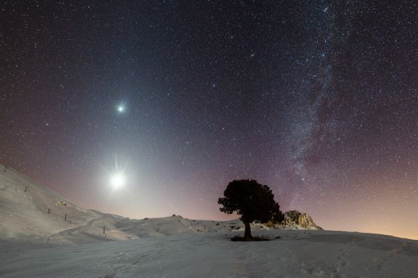 Zodiacal Light and the Young Moon - Astrophotography