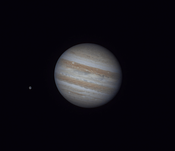 Animation of Jupiter and Ganymede 07.09.2024 01:24-01:48 MSK - Astrophotography
