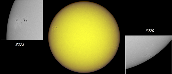 The Sun with sunspot groups No. 3270 and 3272, W=45, 08.04.23 - Astrophotography