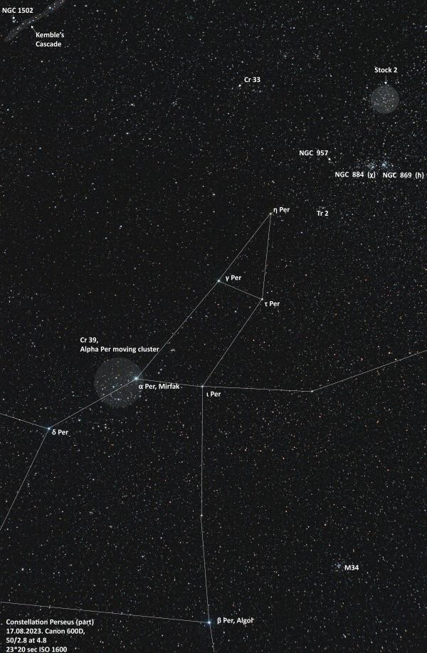 Perseus (part) - annotated - Astrophotography