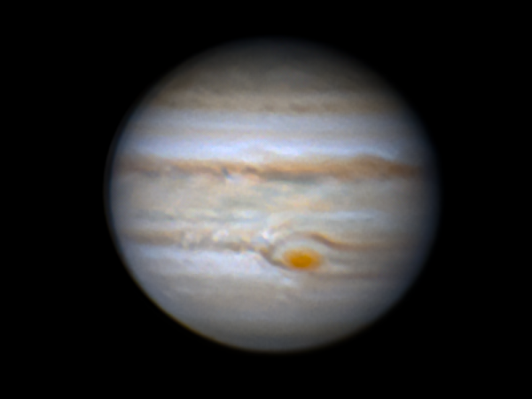 Jupiter and the Great Red Spot. Altitude 30 degrees. August 10, 2022. - Astrophotography