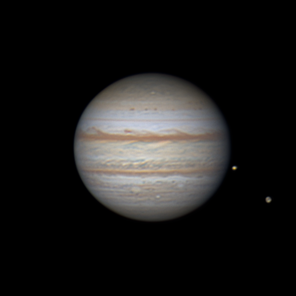 Jupiter and its moons Io, Ganymede - Astrophotography